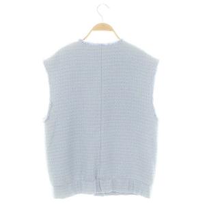 JOURNAL STANDARD L'ESSAGE 23SS GIOLICAツイード ギャザーベスト ノーカラー 水色 ライトブルー