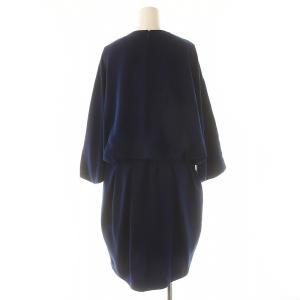 ENFOLD コクーンワンピース ひざ丈 長袖 ベルト付き36 S 紺 ネイビー