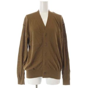 コットンVネックカーディガン 2 M 茶 ブラウン
