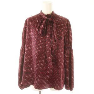 24AW バレエシューズプリントシャーリング ブラウス プルオーバー 長袖 38 ボルドー