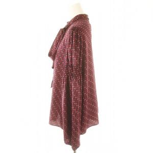 ANAYI 24AW バレエシューズプリントシャーリング ブラウス プルオーバー 長袖 38 ボルドー