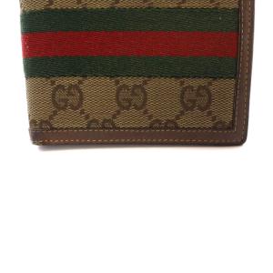 GUCCI GGキャンバス シェリーライン 二つ折り財布 茶色 ブラウン 緑 グリーン 034-3661-5071