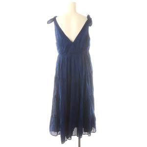 Merlette タグ付き FLOR DRESS ノースリーブ ティアード ワンピース 膝下丈 XS 青 ブルー