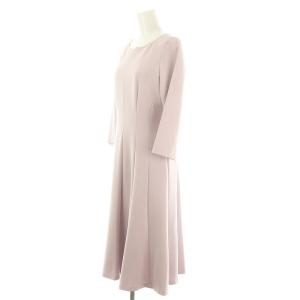 ANAYI ダブルクロスフレアワンピース ロング丈 七分袖 38 M ピンク