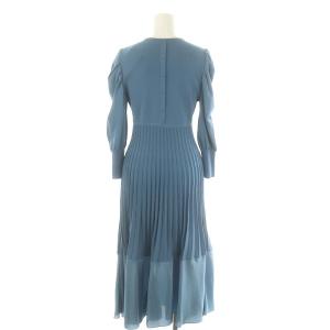 ANAYI 23SS ドッキングプリーツ切り替えワンピース 36 サックスブルー