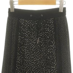 ANAYI ドットプリーツロングスカート 切替 36 黒 白 ブラック ホワイト