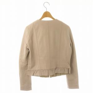美品✨アナイ ノーカラージャケット ラムレザー 裾フリル ベージュ 38 美品✨アナイ ノーカラージャケット ラムレザー 裾フリル