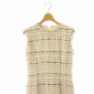 ANAYI MALHIA KENT社 ファンシーツイードノースリーブフレアワンピース 36 ホワイト ブラック