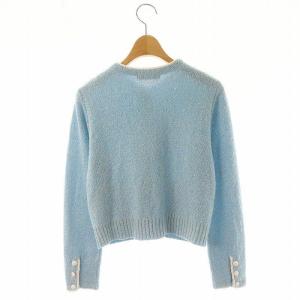 ANAYI 24SS メランジブークレカーディガン 36 ライトブルー ホワイト