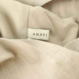 ANAYI リネンストライプジャンパースカート ワンピース ロング フレア 36 ベージュ