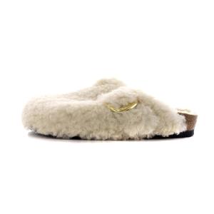 BIRKENSTOCK BOSTON BIG BUCKLE TEDDY サンダル サボ ムートン 23cm 白 ホワイト 1025664