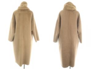 Chesty 花柄 ノーカラーコート アウター リバーシブル マフラー付き S 茶 ブラウン