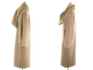 Chesty 花柄 ノーカラーコート アウター リバーシブル マフラー付き S 茶 ブラウン