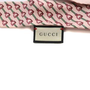 GUCCI シルク ホースビット柄 リボンスカーフ 総柄 ピンク