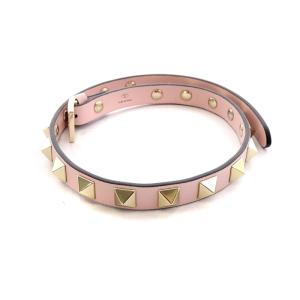 VALENTINO GARAVANI ブレスレット レザー ロックスタッズ ピンク ゴールド色 ZW2J0255VIT