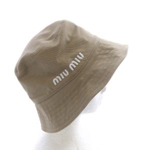miumiu コットン ロゴ バケットハット ブラウン 5HC196