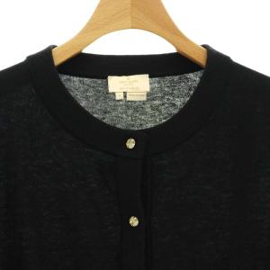 kate spade new york シルクコットンカーディガン ニット 長袖 ビジューボタン S 黒 ブラック NJMU8701
