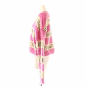 miumiu モヘヤ ロゴ クロップドニット 36 ピンク ベージュ MML482