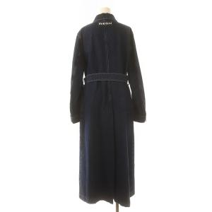 miumiu 21年製 ビジューボタン バックロゴ ベルテッドデニムコート 38 ネイビー