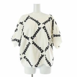 Exposed刺繍パンツ起毛トップス カットソー 半袖 Uネック S 白 ホワイト