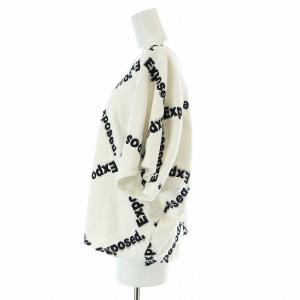 BERNHARD WILLHELM Exposed刺繍パンツ起毛トップス カットソー 半袖 Uネック S 白 ホワイト