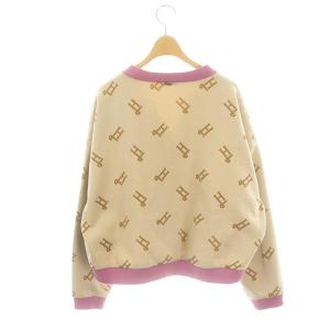 HERNO モノグラム ワイドシルエット カーディガン 42 ベージュ ピンク
