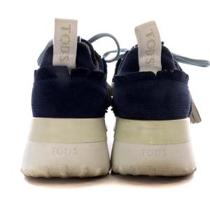 TOD'S スニーカー ローカット フリンジ タッセル スエード 36 23cm ベージュ 水色 ブルー 紺 ネイビー