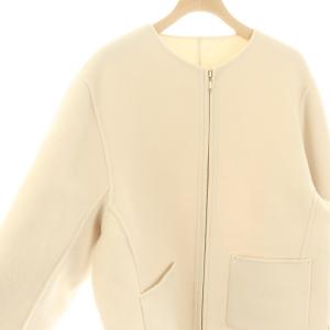 23区 22AW ウールリバー ショートコート ノーカラー 40 アイボリー