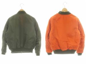 AVIREX MA-1 ミリタリージャケット ブルゾン リバーシブル 中綿 ナイロン M カーキ ー オレンジ