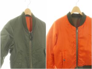 AVIREX MA-1 ミリタリージャケット ブルゾン リバーシブル 中綿 ナイロン M カーキ ー オレンジ