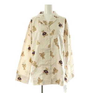 gelato pique 20AW【クリスマス】セットアップ上下 ベア柄 シャツ&パンツ 長袖 ルームウェア パジャマ F ベージュ