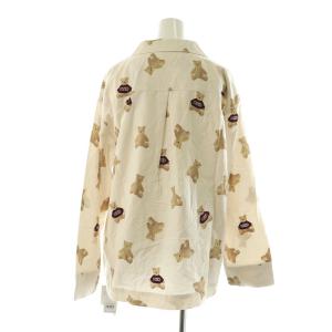 gelato pique 20AW【クリスマス】セットアップ上下 ベア柄 シャツ&パンツ 長袖 ルームウェア パジャマ F ベージュ