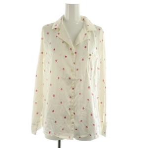 gelato pique ストロベリーサテン シャツ&ショートパンツ セットアップ上下 長袖 パジャマ ルームウェア プリント F オフホワイト