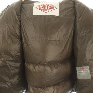 DANTON ナイロンダウンジャケット アウター フード ジップアップ 総裏地 M カーキブラウン