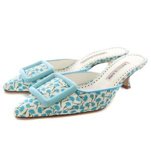 MAYSALEBI フラワーミュール 36 ブルー ホワイト