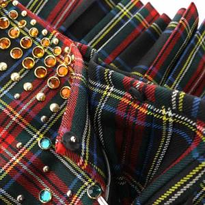 PRADA ビジュー装飾 タータンチェック プリーツスカート 38 マルチカラー 21H550