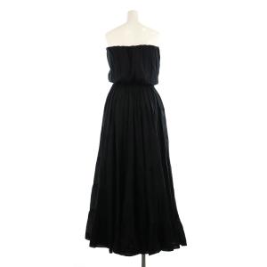 MARIHA ベアトップマキシ丈ワンピース ロング シワ加工 ギャザー インド製 黒 ブラック /MY OS