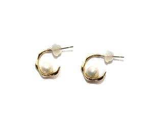 agete ピアス フープ パール K10 ゴールド