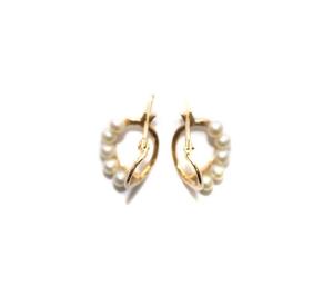 agete ピアス フープ パール K10 ゴールド