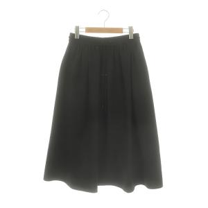 24SS シアーサッカーギャザーロングスカート フレア 36 黒 ブラック /HK OS