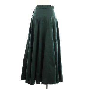 ATON BELTED WRAP SKIRT ベルテッドラップスカート ロング フレア コットン 02 緑 グリーン
