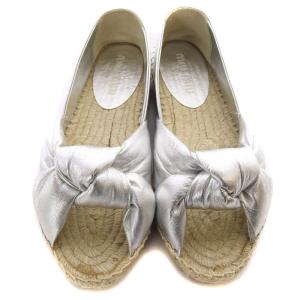 miumiu エスパドリーユ フラットシューズ レザー 36 23cm シルバー色 /SR8