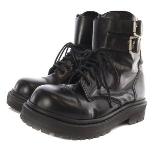 eYe JUNYA WATANABE MAN ダブルバックル レースアップブーツ ショート レザー SS 24.5cm 黒 ブラック /SR SH