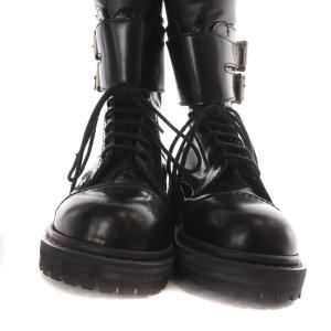 eYe JUNYA WATANABE MAN ダブルバックル レースアップブーツ ショート レザー SS 24.5cm 黒 ブラック /SR SH
