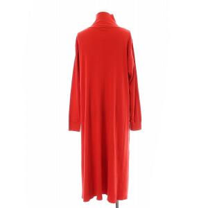 BEAUTY&YOUTH UNITED ARROWS コットンテレコフレアタートルネックワンピース ミモレ ロング 長袖 F 赤 レッド