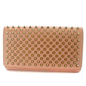 マカロン スパイクスタッズウォレットスタッズ ミディアムウォレット 長財布 二つ折り レザー ピンク 1165076