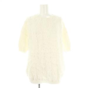 フリンジニット セーター 七分袖 38 白 ホワイト