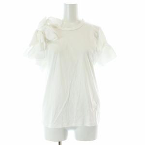 フレアスリーブ モチーフ カットソー 半袖 リボン 38 M 白 ホワイト /AT OS