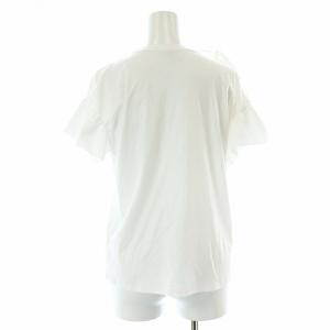 LANVIN en Bleu フレアスリーブ モチーフ カットソー 半袖 リボン 38 M 白 ホワイト /AT OS