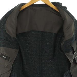 HUGO BOSS ウール テーラードジャケット シングル 44 ターコイズ 黒 ブラック